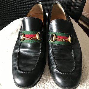 Gucci leather loafers Horsebit Web Green Red